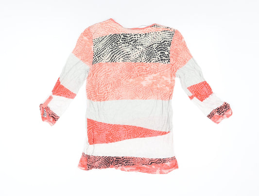 Betty Barclay Womens Multicoloured Geometric Viscose Basic T-Shirt Size 8 V-Neck