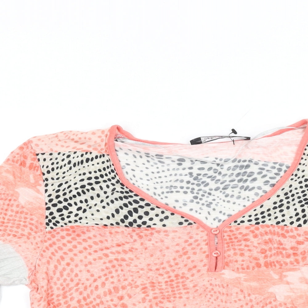 Betty Barclay Womens Multicoloured Geometric Viscose Basic T-Shirt Size 8 V-Neck