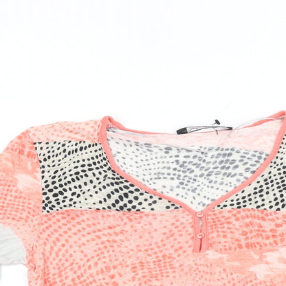 Betty Barclay Womens Multicoloured Geometric Viscose Basic T-Shirt Size 8 V-Neck