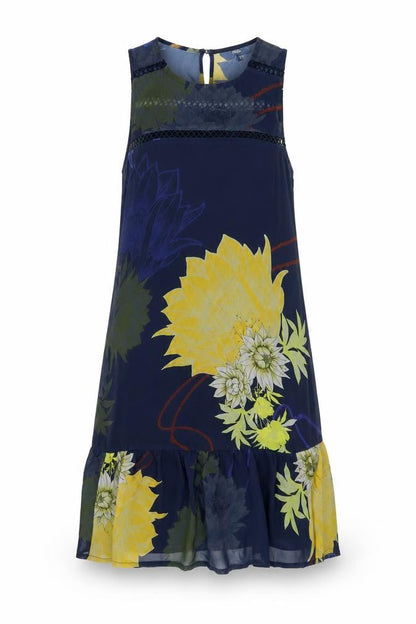 Next Womens Blue Floral Polyester Shift Size 6 Round Neck Button