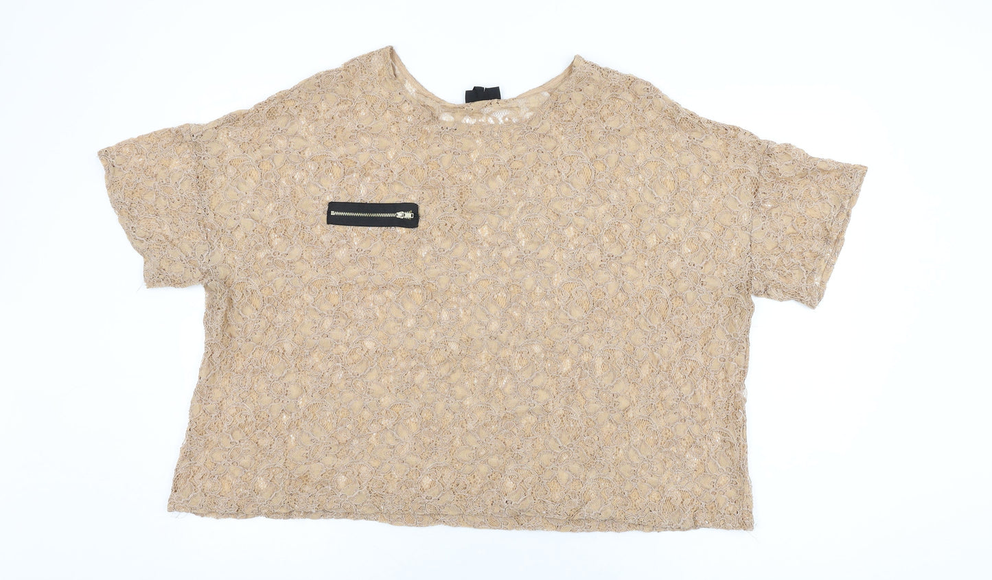 Womens UK Size 16 Topshop Beige Basic T-Shirt