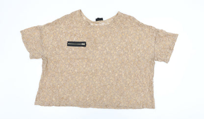 Womens UK Size 16 Topshop Beige Basic T-Shirt