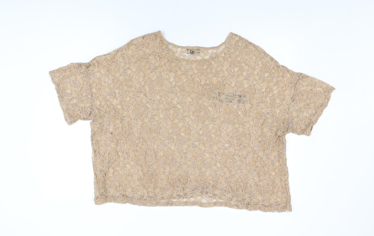 Womens UK Size 16 Topshop Beige Basic T-Shirt