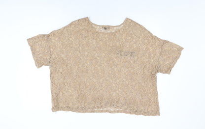 Womens UK Size 16 Topshop Beige Basic T-Shirt