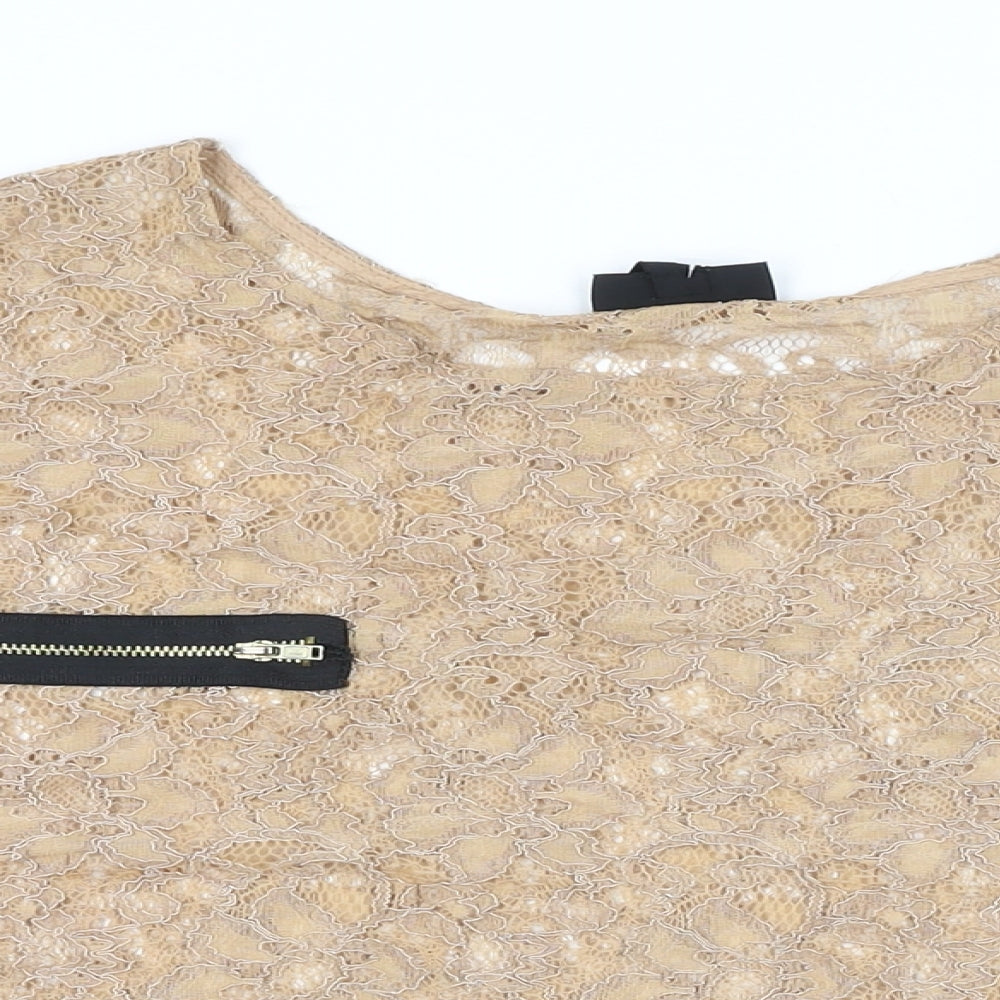 Womens UK Size 16 Topshop Beige Basic T-Shirt