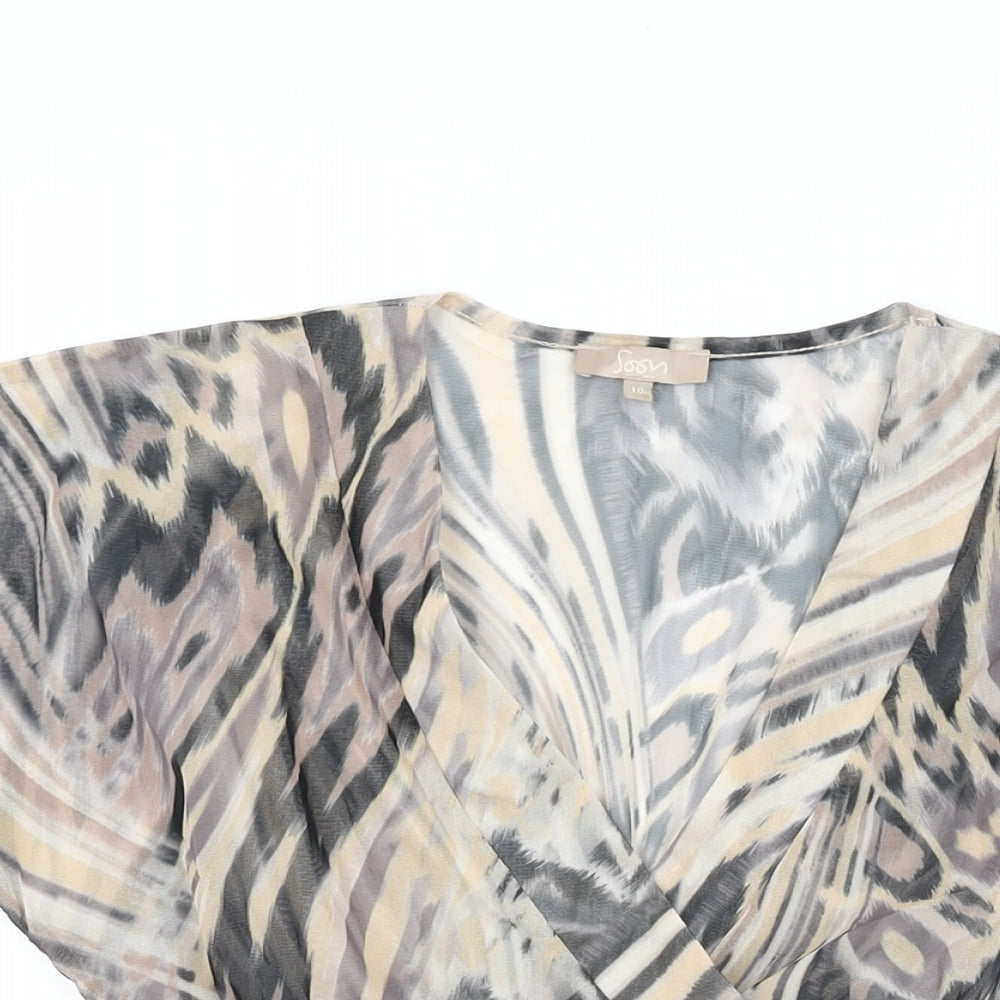 Womens UK Size 10 Soon Beige Basic T-Shirt