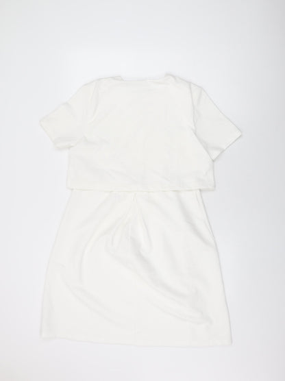 ASOS Womens White Polyester A-Line Size 10 Round Neck Pullover