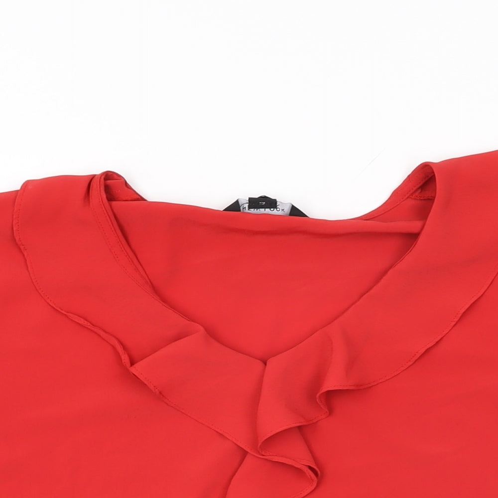 Womens UK Size 10 New Look Red Basic Blouse