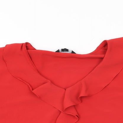 Womens UK Size 10 New Look Red Basic Blouse