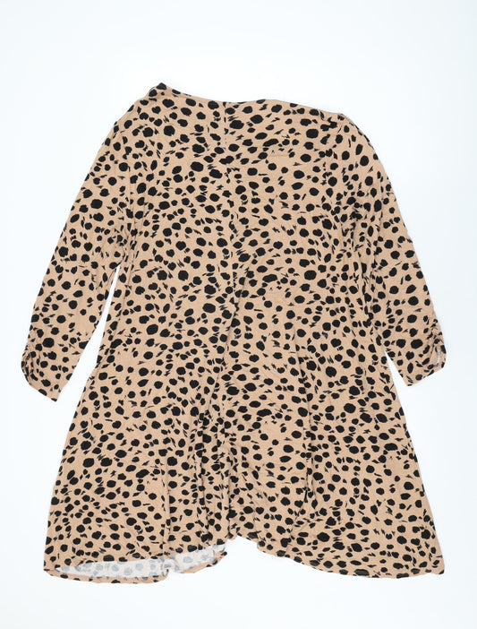 Principles Womens Beige Geometric Viscose Shift Size 16 V-Neck Pullover