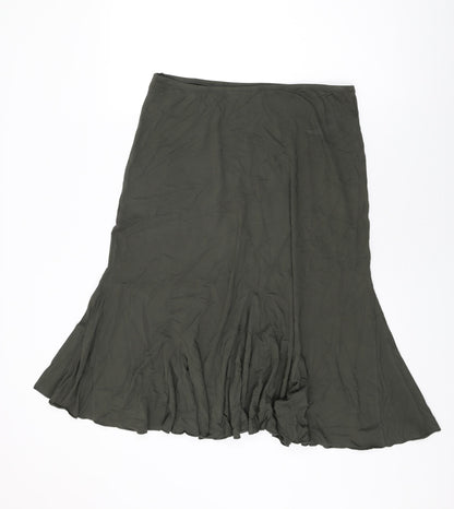 Per Una Womens Green Viscose Swing Skirt Size 14