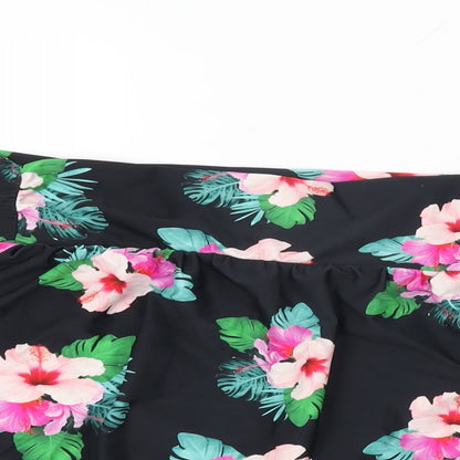 Full Circle Womens Black Floral Nylon Swim Bottom Size 12