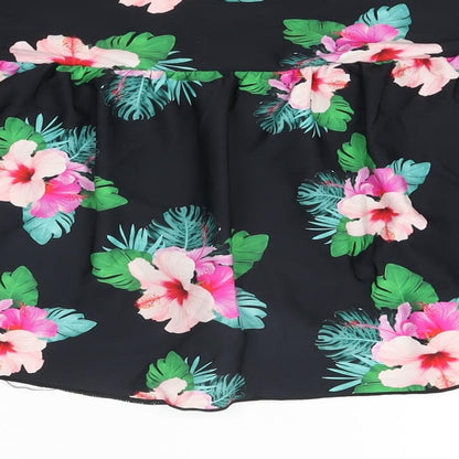 Full Circle Womens Black Floral Nylon Swim Bottom Size 12