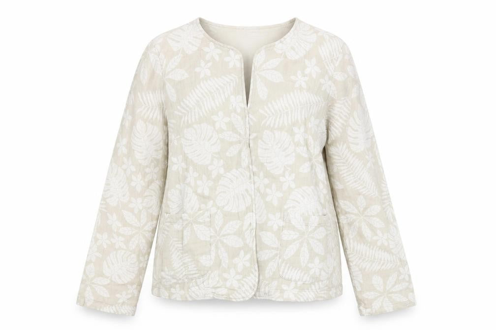 Tahari Womens Beige Floral Jacket Size XL