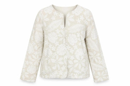 Tahari Womens Beige Floral Jacket Size XL