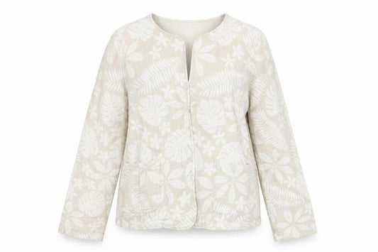 Tahari Womens Beige Floral Jacket Size XL