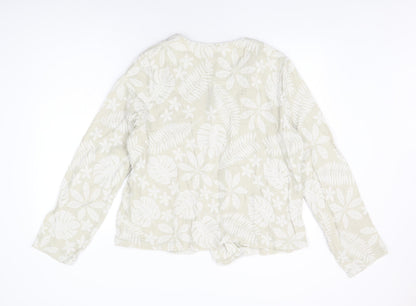 Tahari Womens Beige Floral Jacket Size XL