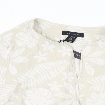 Tahari Womens Beige Floral Jacket Size XL