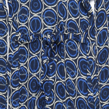 b.young Womens Blue Geometric Viscose A-Line Size L V-Neck Pullover