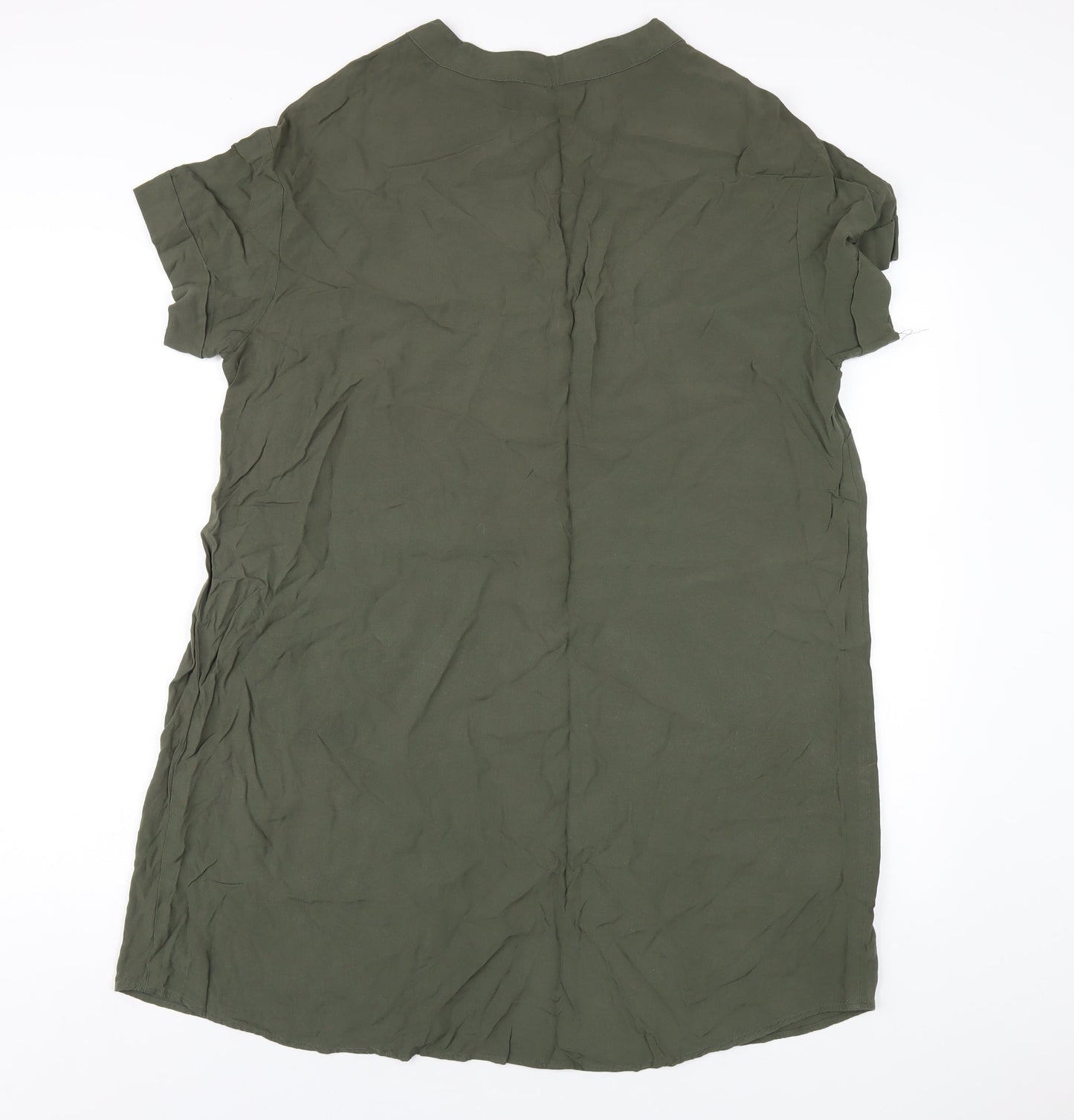 H&M Womens Green Viscose A-Line Size M V-Neck Pullover