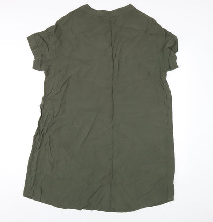 H&M Womens Green Viscose A-Line Size M V-Neck Pullover