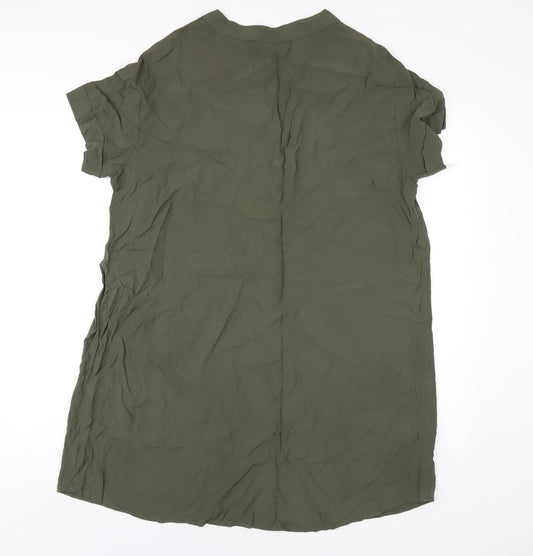H&M Womens Green Viscose A-Line Size M V-Neck Pullover