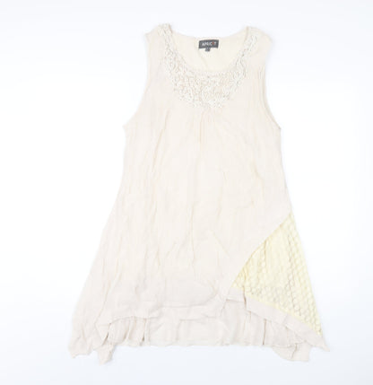 Apricot Womens Beige Viscose Tank Dress Size 14 Round Neck Pullover