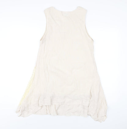 Apricot Womens Beige Viscose Tank Dress Size 14 Round Neck Pullover