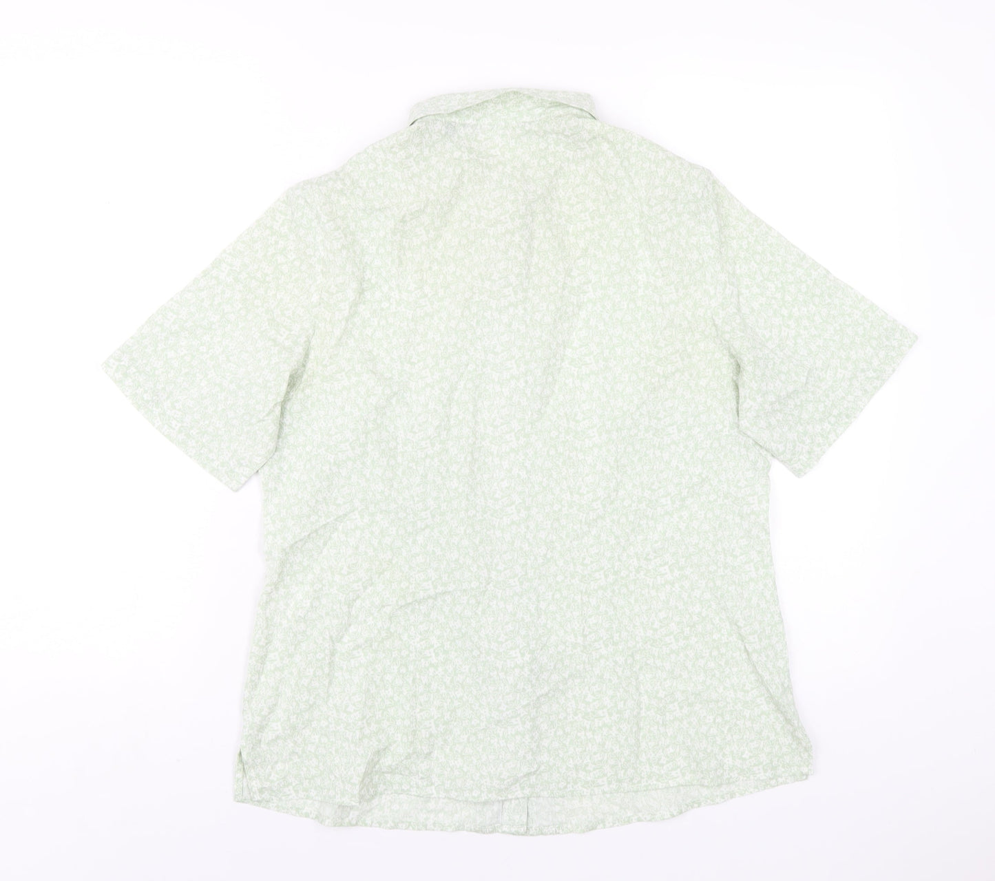 EWM Womens Green Floral Polyester Basic Button-Up Size 12 Collared