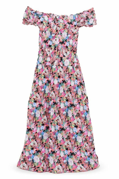 Boohoo Womens Pink Floral Viscose A-Line Size L Off the Shoulder Pullover
