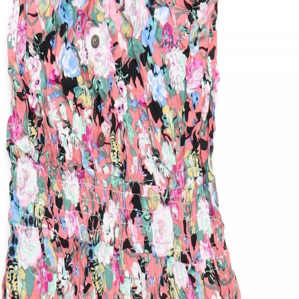 Boohoo Womens Pink Floral Viscose A-Line Size L Off the Shoulder Pullover