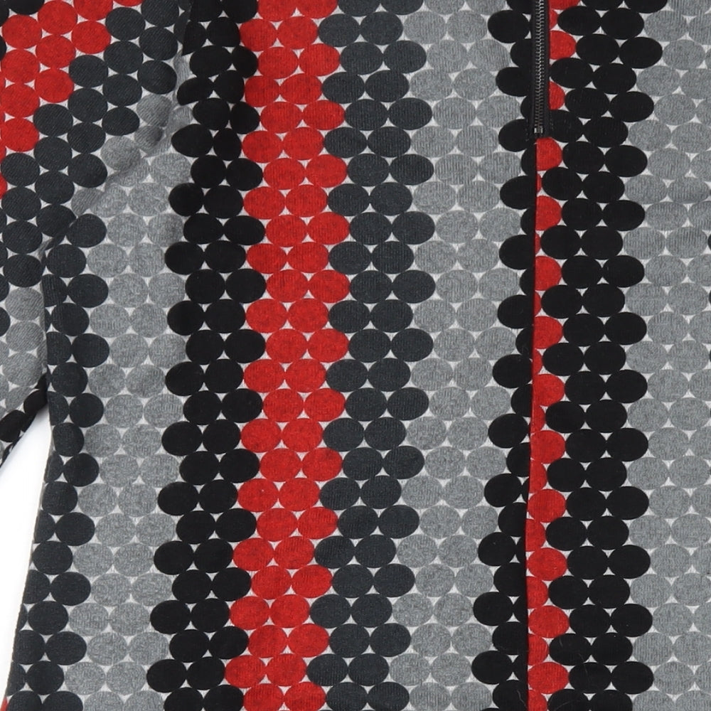 Alice Collins Womens Multicoloured Geometric Polyester A-Line Size 18 Round Neck Zip