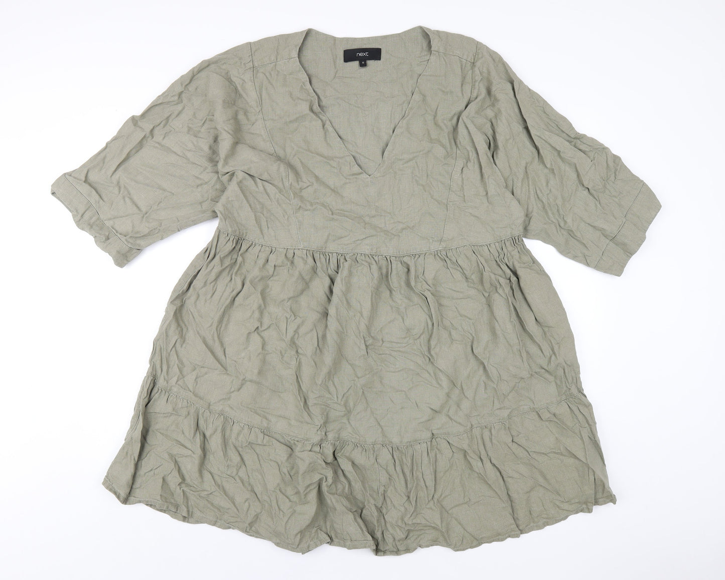 NEXT Womens Green Viscose A-Line Size 12 V-Neck Pullover