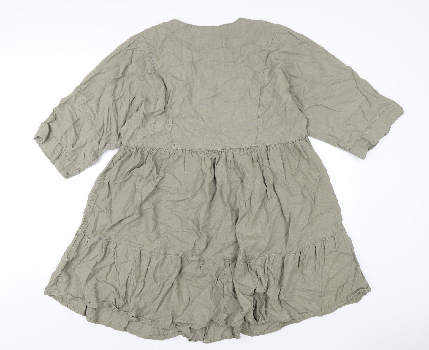 NEXT Womens Green Viscose A-Line Size 12 V-Neck Pullover