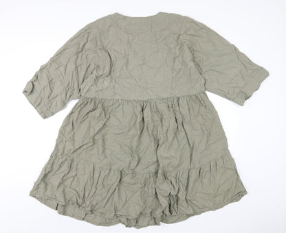 NEXT Womens Green Viscose A-Line Size 12 V-Neck Pullover