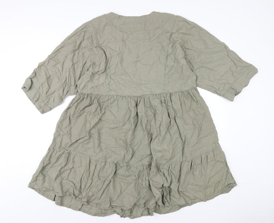 NEXT Womens Green Viscose A-Line Size 12 V-Neck Pullover