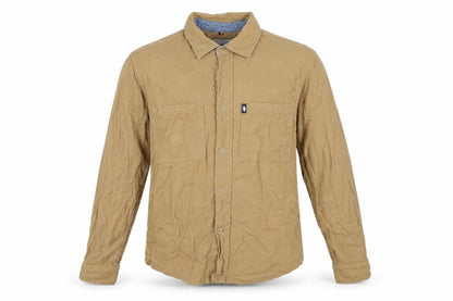US Polo Assn. Mens Brown Cotton Button-Up Size L Collared Snap