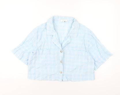 Womens UK Size 12 Topshop Blue Cropped Button-Up