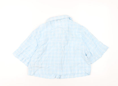 Womens UK Size 12 Topshop Blue Cropped Button-Up
