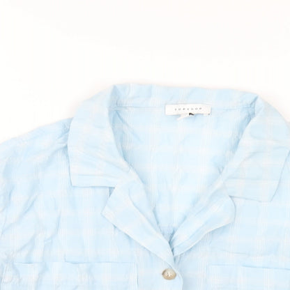 Womens UK Size 12 Topshop Blue Cropped Button-Up