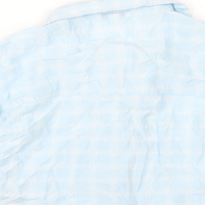 Womens UK Size 12 Topshop Blue Cropped Button-Up