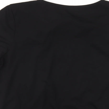 Bonmarché Womens Black Polyester Basic T-Shirt Size 12 Round Neck