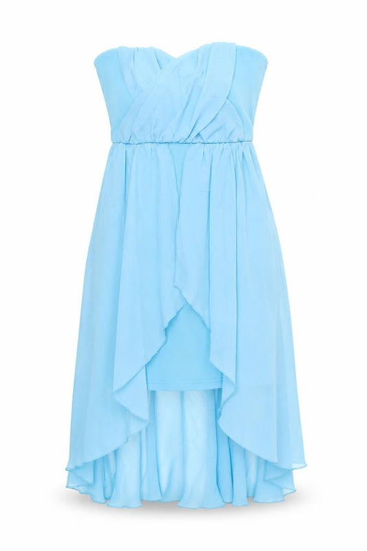 Front view of Red Herring women’s blue polyester a-line, size UK 10, sweetheart zip