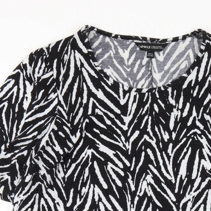 Capsule Womens Black Geometric Polyester A-Line Size 16 Scoop Neck Pullover