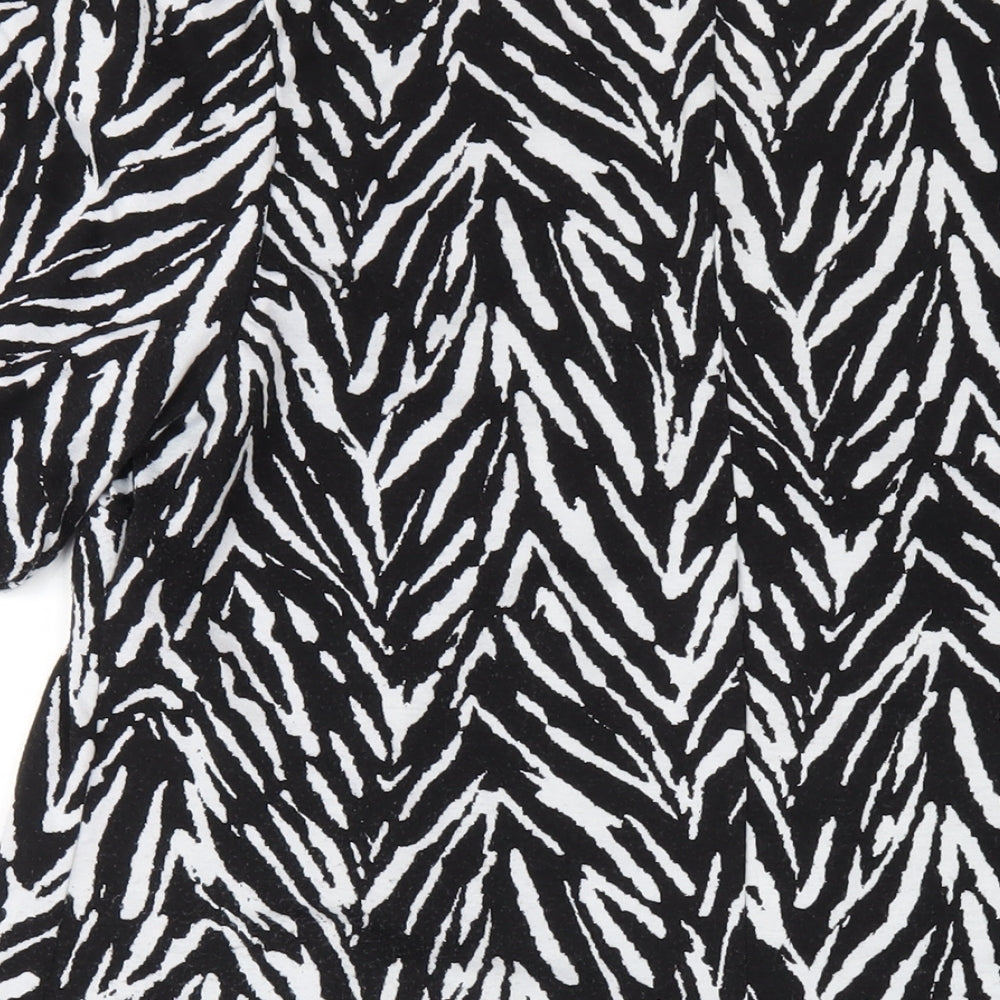 Capsule Womens Black Geometric Polyester A-Line Size 16 Scoop Neck Pullover