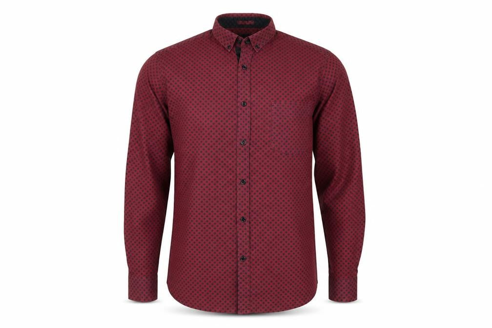 Burton Mens Red Geometric Cotton Button-Up Size S Collared Button