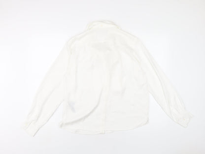 Marks and Spencer Womens White Polyester Basic Button-Up Size 8 V-Neck