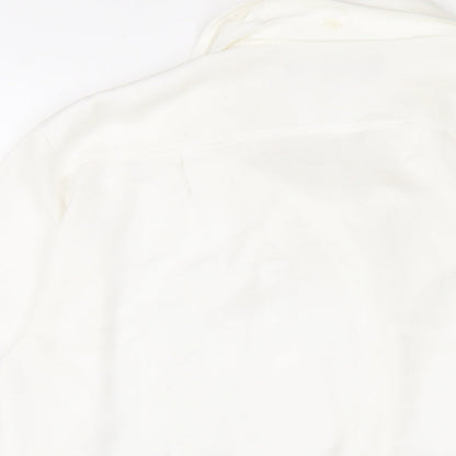 Marks and Spencer Womens White Polyester Basic Button-Up Size 8 V-Neck