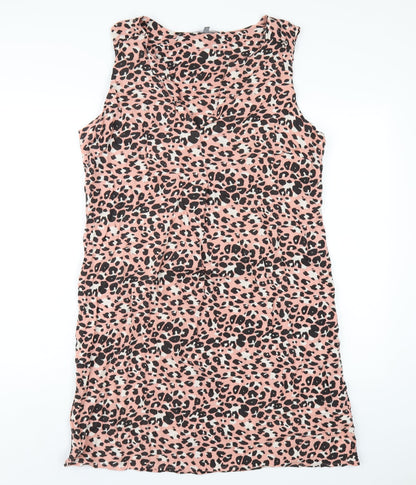 Principles Womens Pink Geometric Viscose Tank Dress Size 16 V-Neck Pullover