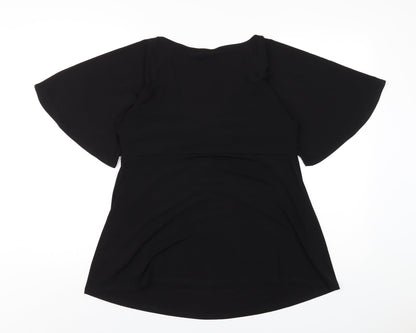 Womens UK Size 12 Dorothy Perkins Black Basic T-Shirt